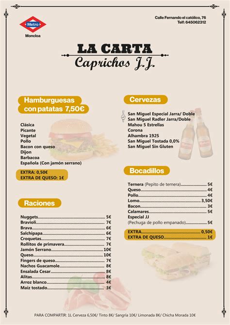 Men Completo E Carta Caprichos Jj A Madrid Thefork