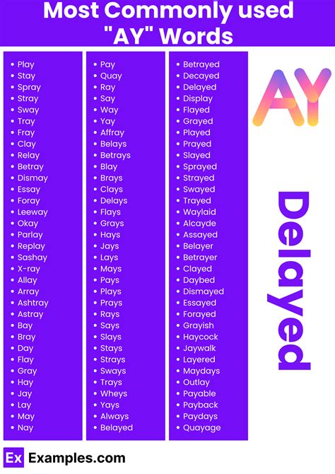 450+ AY Words: Meaning , PDF