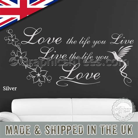 Love The Life You Live, Inspirational Wall Sticker Motivational Quote Vinyl Wall Decor Decal ...