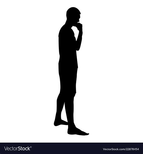 Thinking man standing silhouette pensive person Vector Image