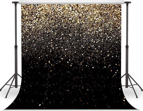 Wolada 8x8ft Gold Backdrop Glitter Backdrop Gold Spots Bokeh Backdrop Black And