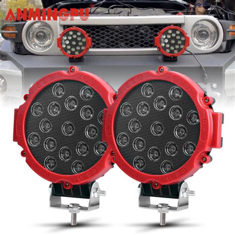 ANMINGPU 1PCS 7นวไฟ Led Bar 12V 24V 51W 4X4 Off Road จดไฟหนารถไฟ