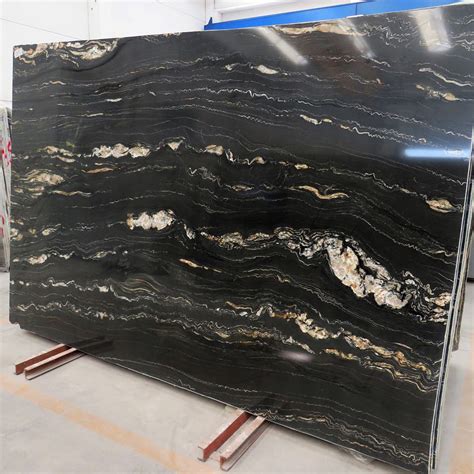 Quartzite Slabs | Stone Slabs - Portoro Quartzite Slabs Polished Black Quartzite Slabs