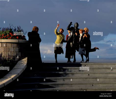 Group Of Ladies With Statue Of Comedian Eric Morecambe Morecambe Bay