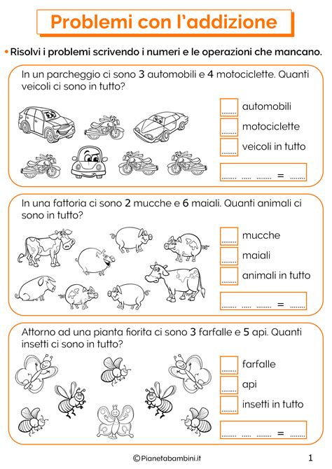 Schede Addizioni Classe Prima