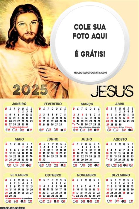 Calendário Jesus Cristo Nosso Senhor 2025 Foto Montagem Foto Molduras