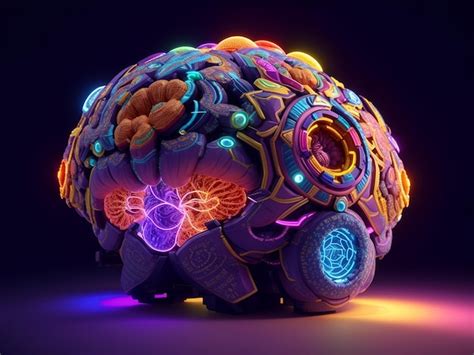 Premium Ai Image Futuristic Colorful Human Brain Illustration