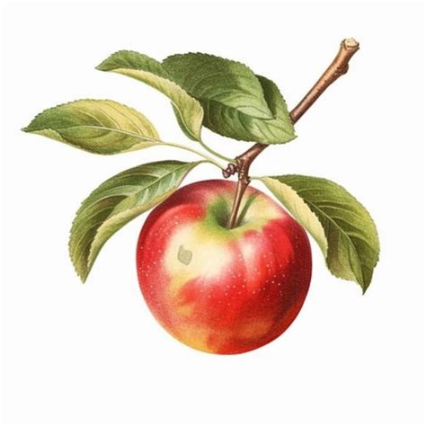 Premium AI Image An Illustration Of A Red Apple With Green Leaves On