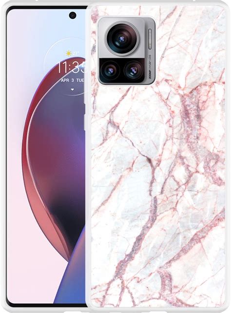 Cazy Hoesje Geschikt Voor Motorola Edge Ultra White Pink Marble Bol