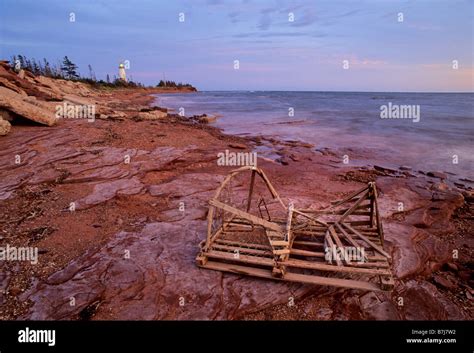 Point Prim Lighthouse And Old Lobster Trap Sunset Prince Edward