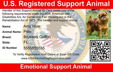 Emotional Support Animal ID Card – USA Service Animal Registration