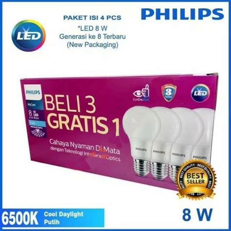 Lampu Philips Led Bulb Watt Paket Beli Gratis Philips Lazada