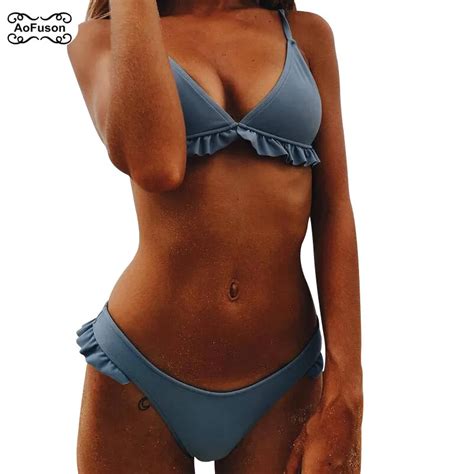 Micro Ruffle Bikini Swimwear Set Women Topandbottom Biquinis Feminino