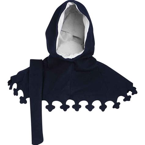 Wool Medieval Liripipe Hood - Blue - HW-701546BL - Medieval Collectibles