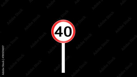 Showing Speed Limit Traffic Sign On Highway Full Of Cars 40 Km Speed