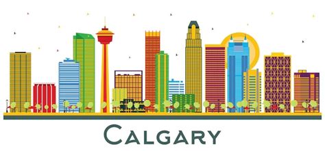 Premium Vector Calgary Canada City Skyline With Color Buildings