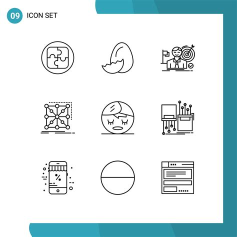 Modern Set of 9 Outlines and symbols such as complex app business