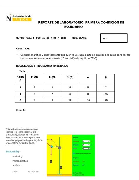 Pdf Virtual Reporte Primera Condicion De Equilibrio Compress REPORTE