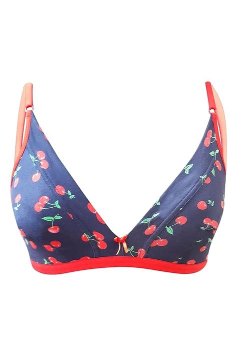 Buy Cotton Rich Cherry Print Non Padded Non Wired Bra In Blue Online India Best Prices Cod