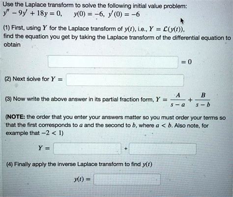 SOLVED Use The Laplace Transform To Solve The Following Initial Value