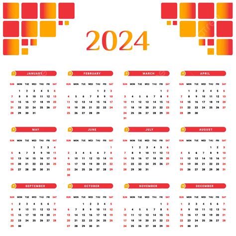 Calendario Annuale 2024 Vettoriale Italiano Janna Loraine