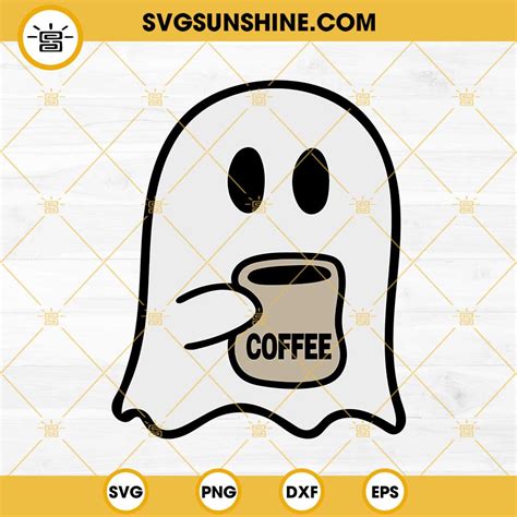 Boo Ghost Coffee Svg Ghost Drinking Coffee Svg Halloween Svg