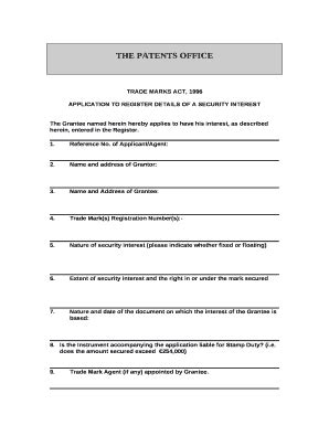 Application To Register Details Of A Security Interest Doc Template