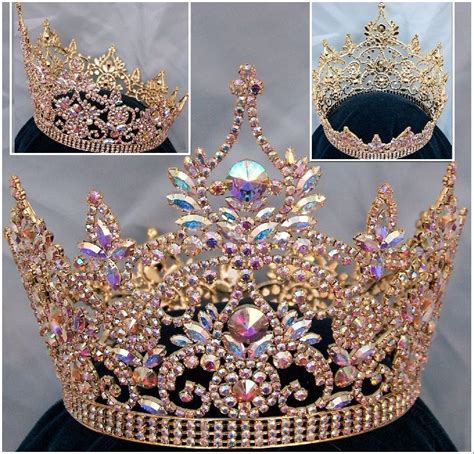 Continental Full Gold Aurora Borealis Rhinestone Crown Crowndesigners