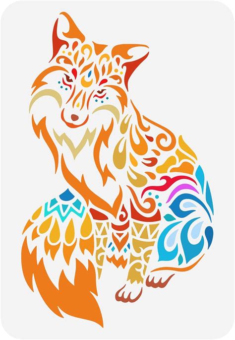 Amazon FINGERINSPIRE Fox Stencil 8 3x11 7inch Reusable Mandala