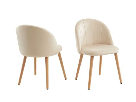 Lot De 2 Chaises Shell Velours Beige Sable Design Coquillage Conforama