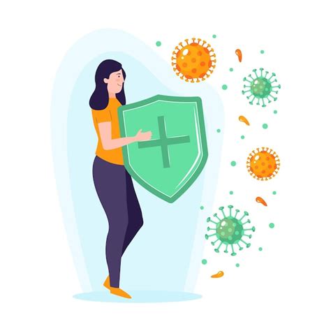 Premium Vector Immune System Concept With Woman And Shield