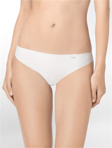 Calvin Klein Cotton Underwear Invisibles Thong In White Lyst