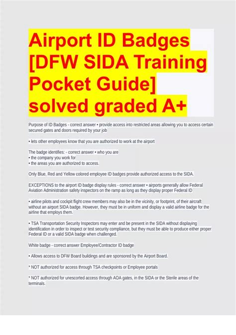 Airport SIDA id badge Test Questions With 100% Correct ANSWERS ...