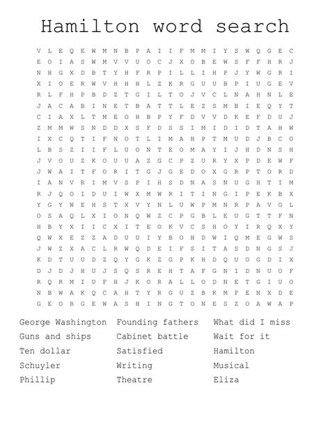 Hamilton Word Search WordMint