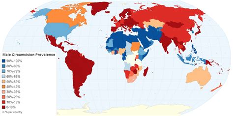 Male Circumcision Prevalence By Country