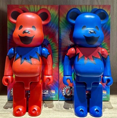 [ready Stock]bearbrick Grateful Dead Dancing Bear 400 Red And Blue