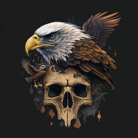 Premium Ai Image There Is A Bald Eagle Sitting On Top Of A Skull