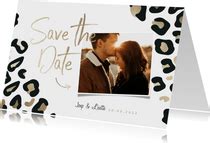 Save The Date Kaart Panterprint Goudlook Met Kaartje2go