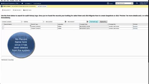 Restore From Audit History Microsoft Dynamics Crm All Versions Youtube