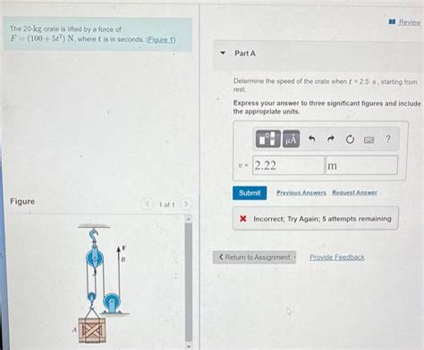 Solved A Review The Kg Crate Is Lifted By A Force Of F Chegg