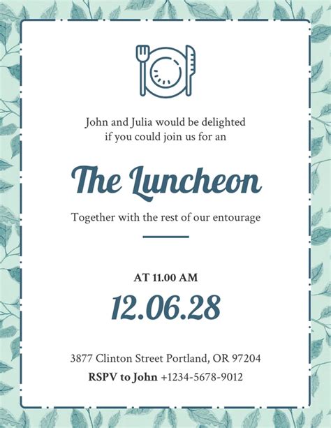 Light Green Modern Pattern Luncheon Invitation Venngage