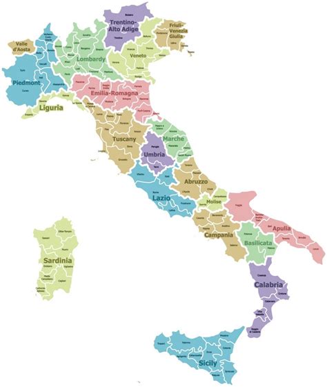 Mapa De Italia Con Regiones Y Provincias Mapas De Italia Para Descargar E Imprimir