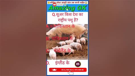 सूअर किस देश का राष्ट्रीय पशु हैgk Gkquestion Gkfacts Viral