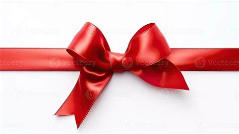 Red Satin Ribbon And Bow Isolated On White Background Generative Ai