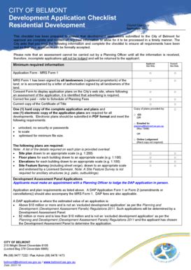 Fillable Online City Of Belmont Development Bapplicationb Checklist