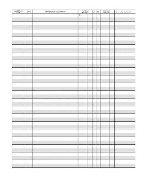 Free Checkbook Register Printable Check Register Printable Checks