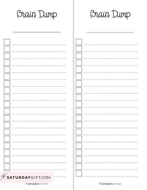 Brain Dump Worksheet Cute Free Printables