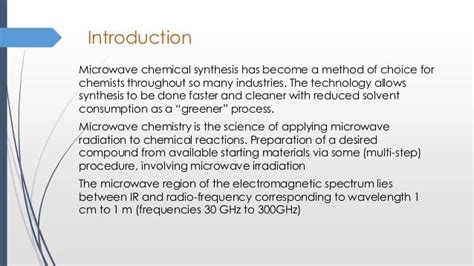 An Approach To Green Chemistry Via Microwave Radiation Applications