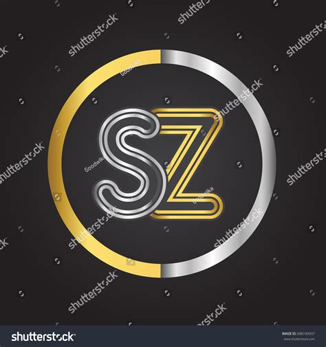 SZ Letter Logo In A Circle Gold And Silver Royalty Free Stock Vector