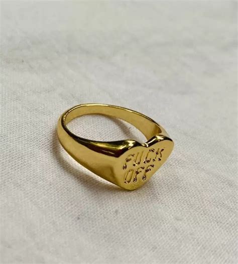 Sterling Silver Fuck Off Ring Fuck It Heart Signet Ring Engraved Signet Ring Personalized